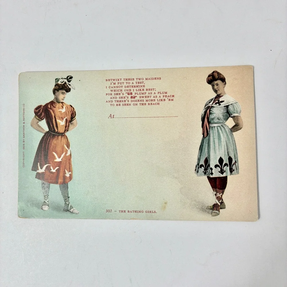 Antique 1905 Gantner & Mattern The Bathing Girls Postcard Edward Mitchell 307